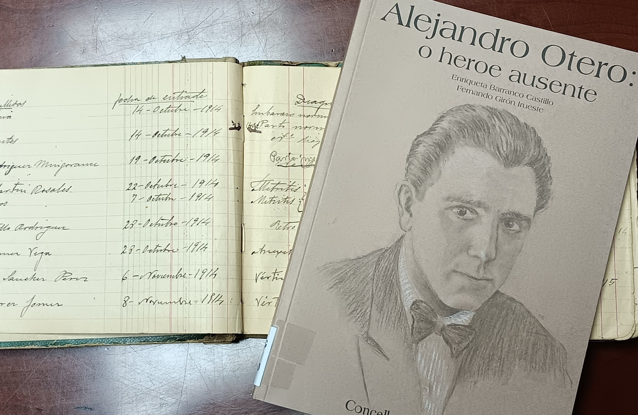 Alejandro Otero, publicación junto al registro de la Clínica de Obstetricia